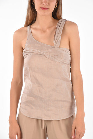 awning striped Flax blend 1-shoulder top