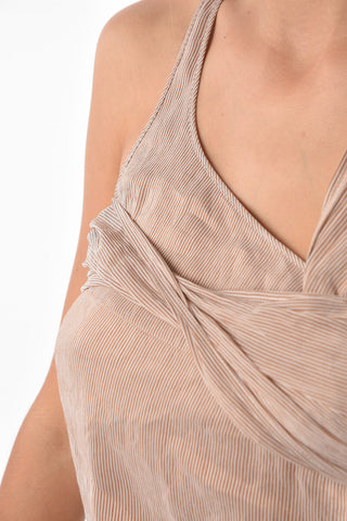 awning striped Flax blend 1-shoulder top