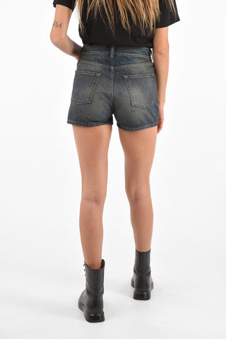Shorts in Denim Stonewashed con Borchie
