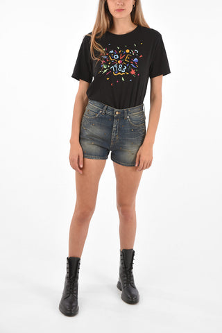 Shorts in Denim Stonewashed con Borchie