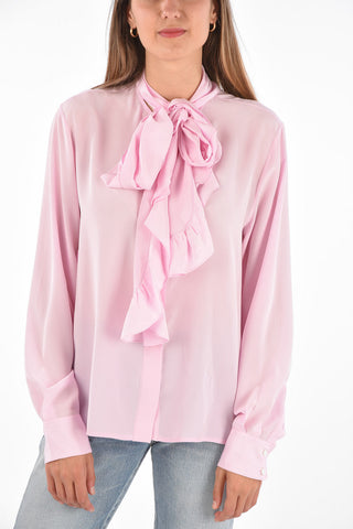 Camicia Tie Neck con Abbottonatura Nascosta