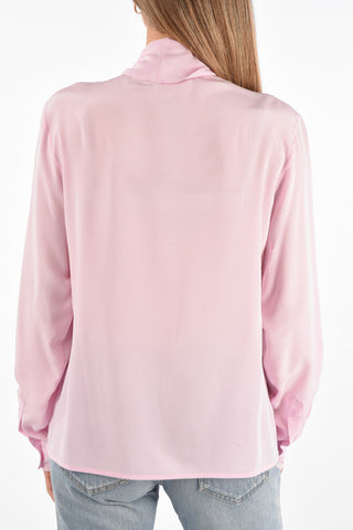 Camicia Tie Neck con Abbottonatura Nascosta