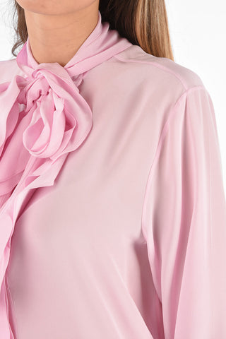 Camicia Tie Neck con Abbottonatura Nascosta