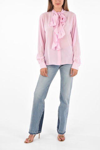 Camicia Tie Neck con Abbottonatura Nascosta