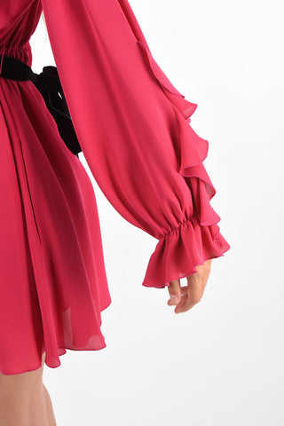 Mini Dress Drappeggiato con Cintura 
