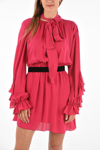 Mini Dress Drappeggiato con Cintura 