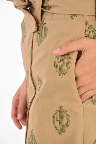 embroidered shorts with belt