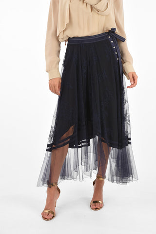 Tulle maxi skirt with lace