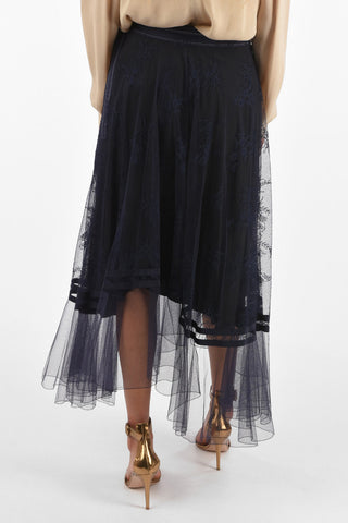 Tulle maxi skirt with lace
