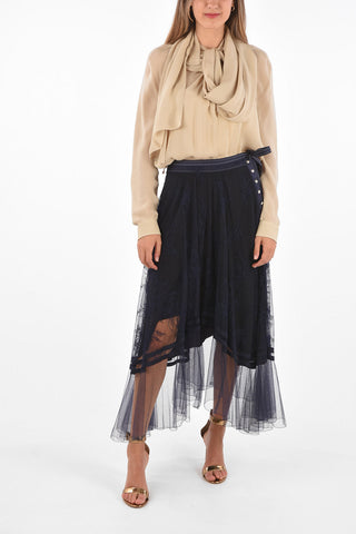 Tulle maxi skirt with lace