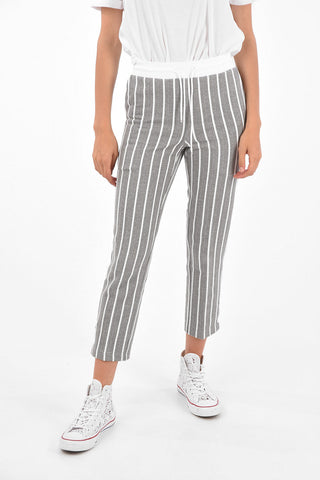 Joggers a Righe con Bottoni alla Caviglia