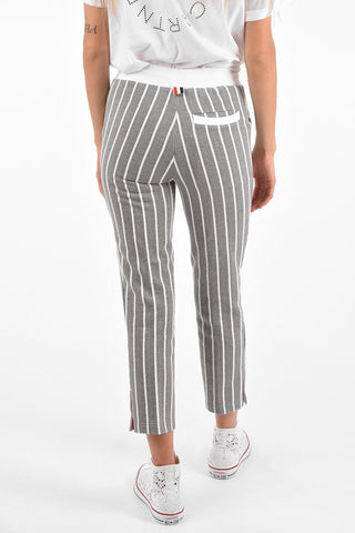 Joggers a Righe con Bottoni alla Caviglia