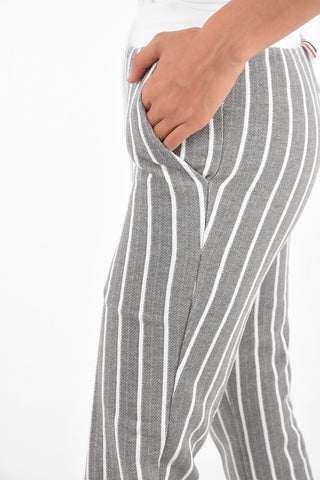 Joggers a Righe con Bottoni alla Caviglia