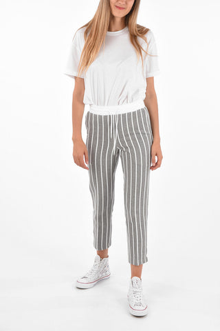 Joggers a Righe con Bottoni alla Caviglia