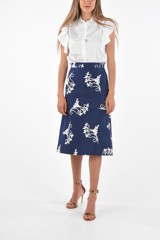 anthemion-print pencil skirt