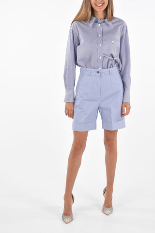 high-rise waist cuffed hem shorts