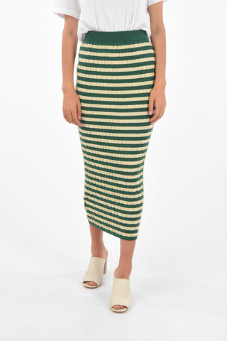 Striped Midi Pencil Skirt