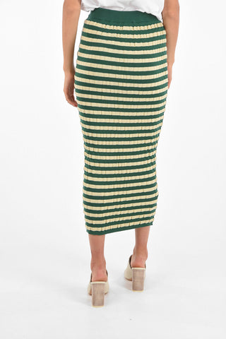 Striped Midi Pencil Skirt