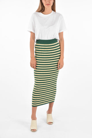 Striped Midi Pencil Skirt