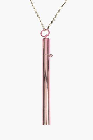 Silver CIG CASE Necklace with Cylinder-shaped Pendant