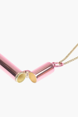 Silver CIG CASE Necklace with Cylinder-shaped Pendant