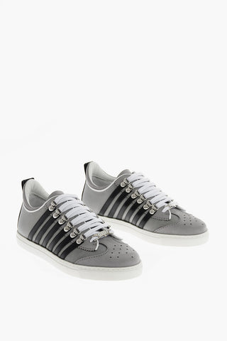leather and fabric sneakers