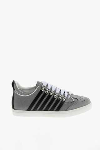 leather and fabric sneakers