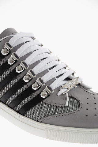 leather and fabric sneakers