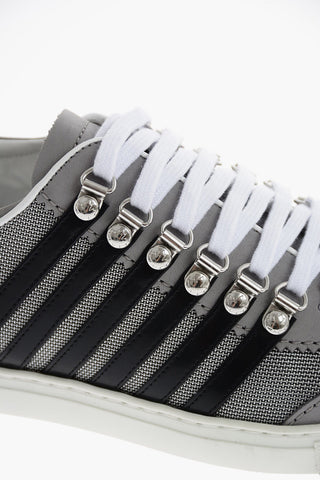 leather and fabric sneakers