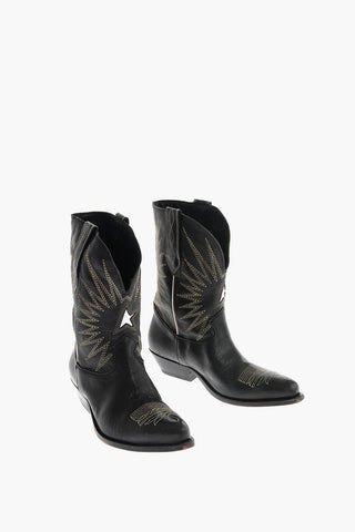 Vintage effect leather Western boots