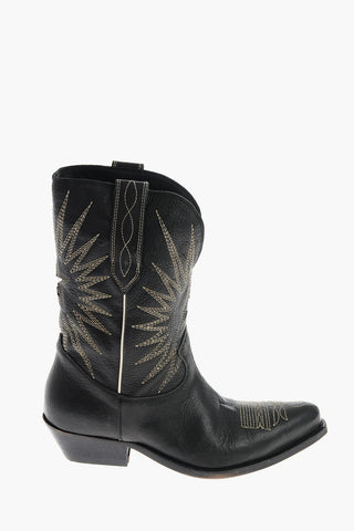 Vintage effect leather Western boots