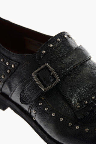 Vintage effect leather SHANGAI Monk shoes with studs