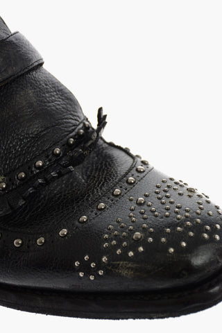 Vintage effect leather SHANGAI Monk shoes with studs