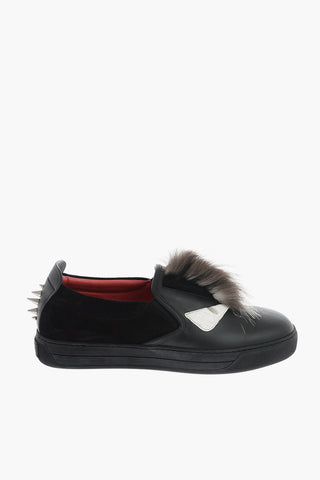 leather Slip on sneakers with studs
