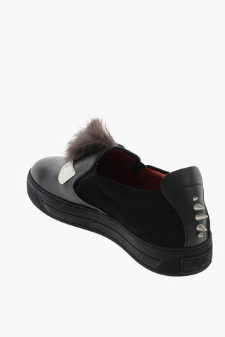 leather Slip on sneakers with studs