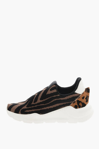 Fabric Slip on sneakers with ponyskin details
