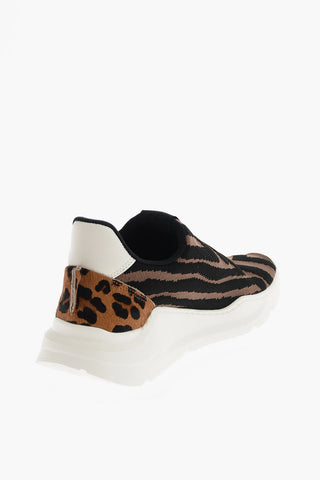 Fabric Slip on sneakers with ponyskin details