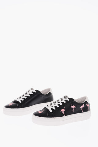All Overs Embroidered Flamingos leather VICTORIA Sneakers