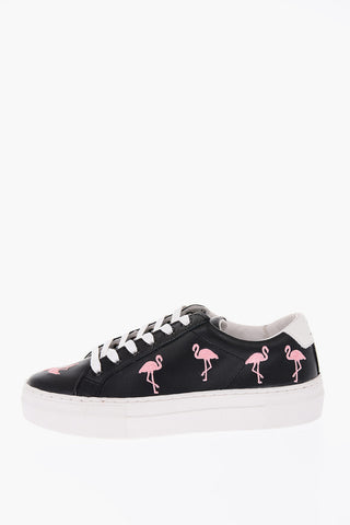 All Overs Embroidered Flamingos leather VICTORIA Sneakers