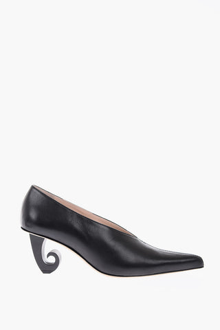 8cm leather Decorative Heel Pumps