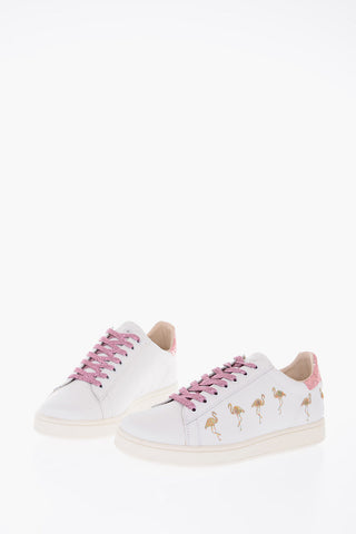 All Overs Embroidered Flamingos leather ACTIVE Sneakers