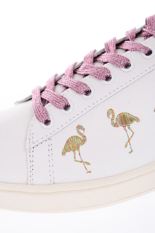 All Overs Embroidered Flamingos leather ACTIVE Sneakers