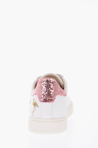 All Overs Embroidered Flamingos leather ACTIVE Sneakers