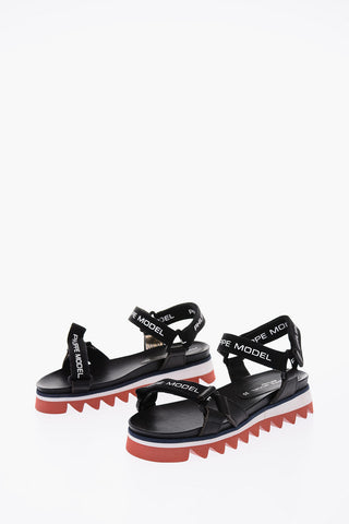 leather MONTPELLIER Sandals with Touch Strap Closure