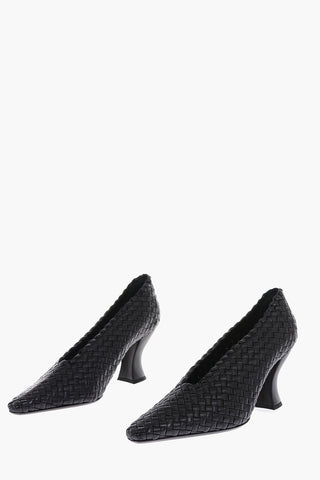 8cm Braided Leather Pumps