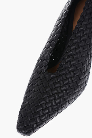8cm Braided Leather Pumps