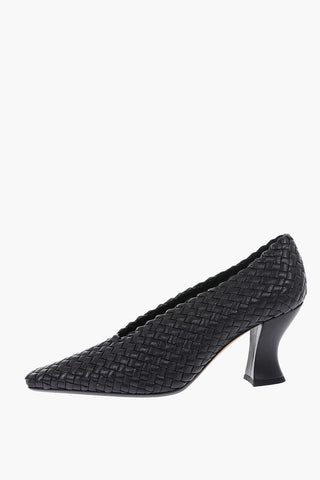 8cm Braided Leather Pumps