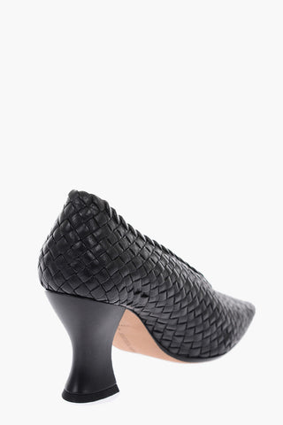 8cm Braided Leather Pumps