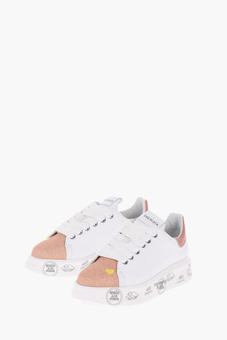 Leather BELLE Sneakers With Glitter Details