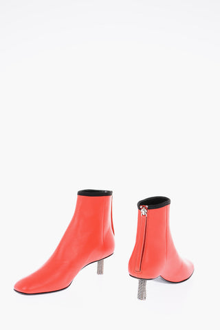 205W39NYC 5cm leather Booties with jewel heel